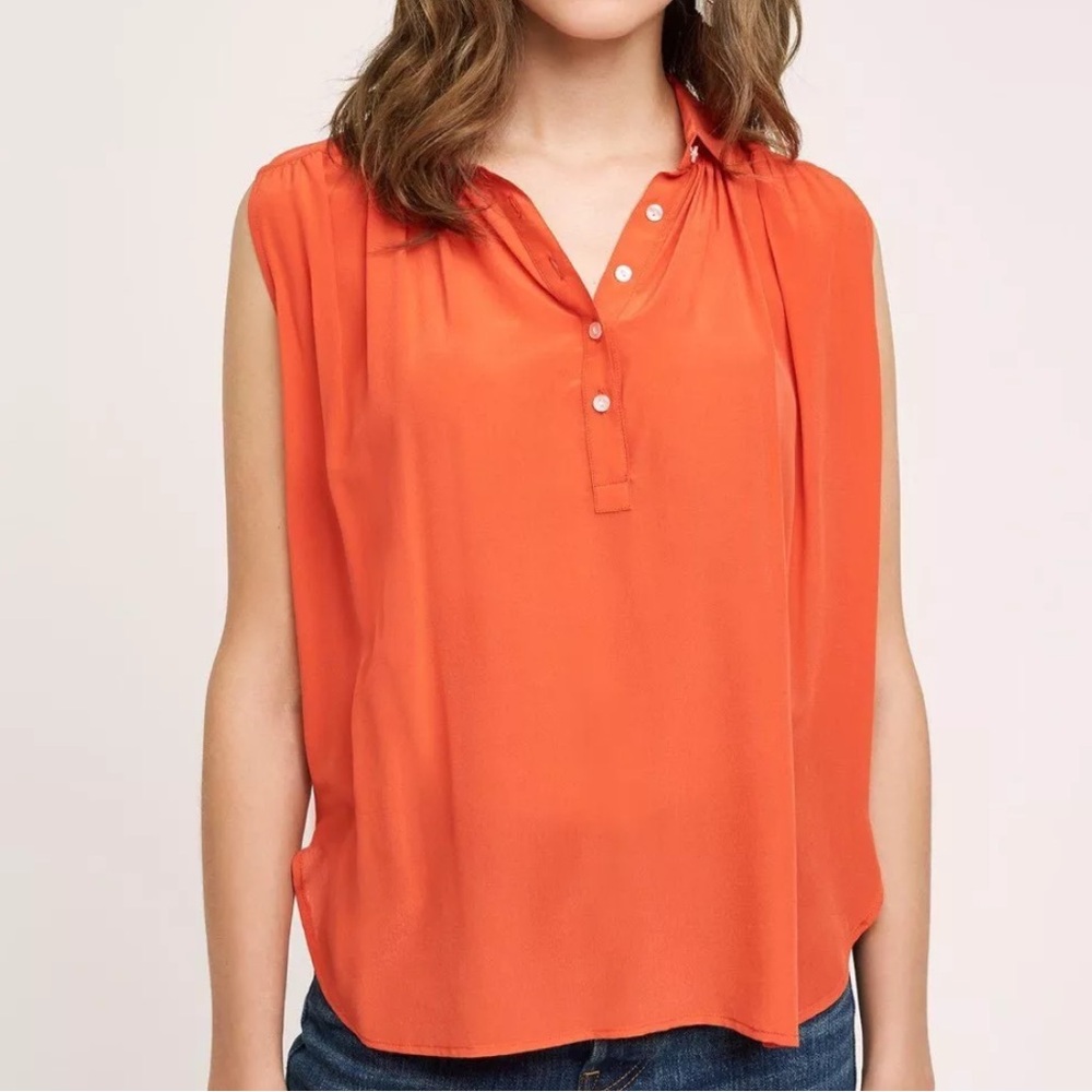 Maeve Anthropologie 100% Silk Haddie Tank Top Shirt Blouse Women’s Small Orange
